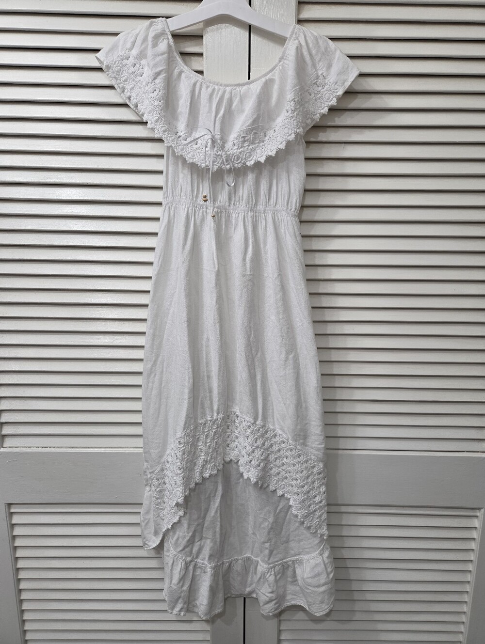 SEASPICE White Crochet Lace High Low Dress Boho Coastal Resortwear Small